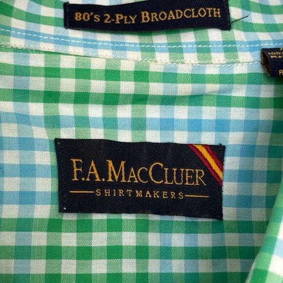 F.A. MacCluer XL Green Gingham Shirt 80s 2-Ply Broadcloth BUNDLE to save 20% - Picture 7 of 8
